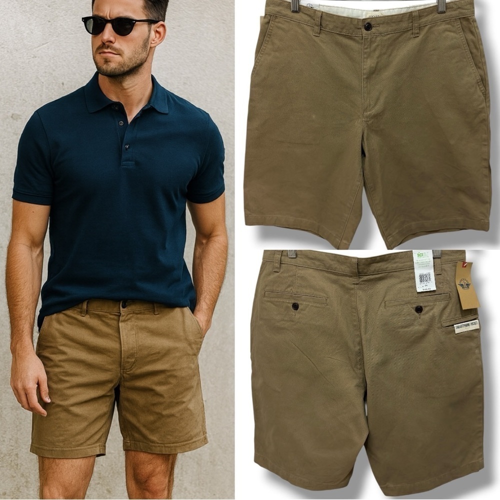 316 Dockers | NWT $48 Tan Khaki Smart 360 Certified Cotton Flex Shorts (Size 34)